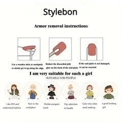 Hnewly 24Pcs Elegant Black Almond Press-On Nail With Pearl Heart&Bow Accents-Glossy Finish Short Length Removable False Nails For Women