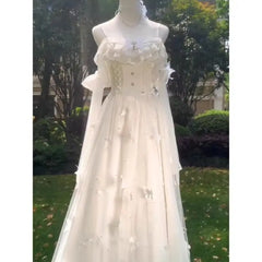 Hnewly Lolita Goddess Fairy Dress New Spring Summer Beads 3d Butterfly White Long Dress Beach Vacation Elegant Dress