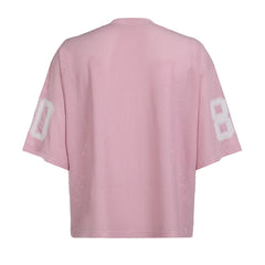 Hnewly Pink Digital Print T Shirt Streetwear y2k Loose Short Sleeve V-neck T-shirts Women Chic Hollow Out Holes Tees Casual Chic