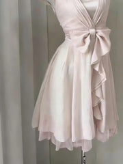 Hnewly Y2k Aesthetic Fairy Sweet Bow Women Dress Summer Puff Sleeve A-Line Harajuku Dresses Solid Color Grunge Ruffled Vestidos