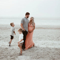 Hnewly Maternity's Women Pregnants Maternity Photography Props Short Sleeve Sequined Solid Dress Lace Elegant Fashion Long Dresses