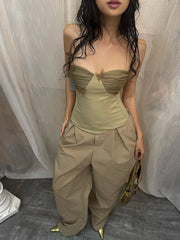 Hnewly Butterfly Applique Strapless Tops Women Patchwork Wrapped Irregular Summer Y2K Trend Street Wild Basic Skinny Vest