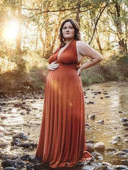 Hnewly Vintage Maternity Photoshoot Dress Sexy Backless Maxi Gown Retro Lace-Up Elegant Bump Friendly Pregnancy Outfit Baby Shower