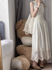 Hnewly Sleeveless 2000s Vintage Y2k Midi Dress Women Casual Elegant One Piece Dress Korean Fashion Outfits Even Party Beach Style