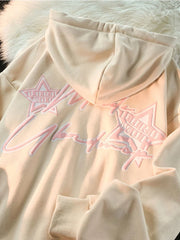 Hnewly Y2K Vintage Zip Up Hoodies Women Harajuku Hip Hop Letter Print Sweatshirts Gothic Streetwear Loose Patchwork Tops Coats