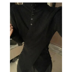 Hnewly Oversize Irregular Slim Fit Bottoming Sweaters Simple Black Turtleneck Knitted Tops Women Autumn New Long Sleeve Cardigan