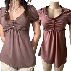 Lunivop Euramerican Fashion Front Pleated Button Women Top Y2k Aesthetic Harajuku Vintage Sexy Short Clothes High Street Punk Mini Dress
