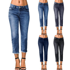 Hnewly Ladies' Fashionable Slim Fitting Ripped Trendy Jeans Summer Streetwear Casual Distressed Stretchy Denim Pants