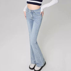 Hnewly Streetwear High Waist Bootcut Jeans for Women Retro American Slimming Flare Pants Woman Basic Elastic Denim Trousers Mujer