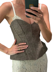 Hnewly Women's Vest Spaghetti strap Corset Top Street Female Panelled V-neck Sleeveless Backless Slim Party Evening Tops New Streetwear