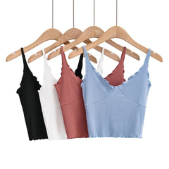 Hnewly Summer clothes for women fashion cami top casual white crop top women designer clothes cute tops ruched edge black top seam