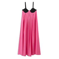 Hnewly High Street Sexy Office Lady Sleeveless Women's Clothing Pullover Summer Camisole Contrast Color Ankle Skirts Sweet Dresses