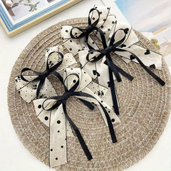 Lunivop 4-piece women satin long ribbon hair clip set, printed bow hair clip, frosted surface, fashionable and elegant hair accessories,
