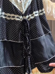 Hnewly Vintage New Fashion Loose Sling Design Casual Lace Polka Dot Patchwork Vest Women Summer Thin V-neck Retro Hot Girl Tops
