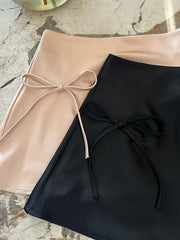 Hnewly Fashion Satin Mini Skirt Women Cozy Bottoms High Waist Sexy Hot Girl Korean A-Line Skirt Bow Streetwear Clothes American Retro