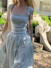 Lunivop Summer Elegant Cotton Midi Dress Korean Short Sleeve Beach Style Sundress Party Even Office Lady Sexy Corset Dress Women