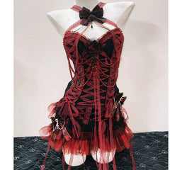 Hnewly Y2k Fashion Bustier Top Gothic Tank Tops Punk Tank Tops Vintage Tops Fairy Grunge Halter Topy2k Clothes Gothic Clothes LaceTops