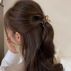 Hnewly 1PC High Color Value Romantic Spring Color Acetate Butterfly Grab Clip Temperament Aesthetic Hollow Bow Hair Clip Back of Head H