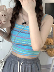 Hnewly Women's Striped Strapl Vest Svel T-irt Overhead Strap Vest Casual Summer Faion Ladies' Clothing