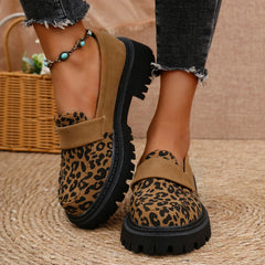 Hnewly Fashion New Thick-soled Sexy Large-size Walking Shoes Spring/autumn Round Leopard Print Comfortable Casual Sneakers for Women