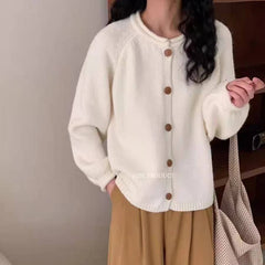 Hnewly Button Up Cardigan Sweater for Women Cozy Knitted Long Sleeve Single Breasted Sweater Jacket Autumn Winter Casual Chic Outfit