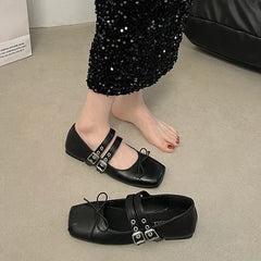 Lunivop Designer Spring Women Mary Jane Shoes Fashion Square Toe Ladies Comfort Soft Sole Flats Women's Comfort Ballerinas Shoes