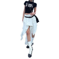 Hnewly New Small Style Lace Splicing Irregular High Waist A-line Short Skirt
