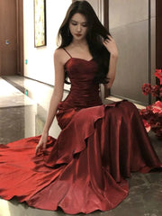 Hnewly Women's Summer Ruffles Birthday Party Dress Sexy Spaghetti Strap Sleeveless Evening Dresses Female Slim Prom Vestidos Long Robe