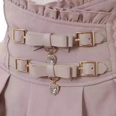 Hnewly Japan Style High Waist Pleated Mini Skirts Bow Knot Design Kawaii Slim Fit A-line Pink Lace For Women