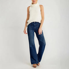 Hnewly Women's Basic Casual All-match Simple Jeans Fashionable Straight-Leg Wide-Leg Loose Fit Comfortable Denim Trousers