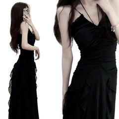 Hnewly Design Style Small Black Dress Women's Summer Waist Wrap Show Thin Super y2k formal occasion vestidos women dress