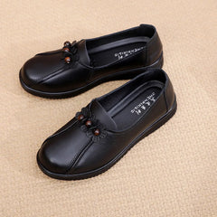 Lunivop Genuine Leather Women Flat Shoes With On Casual Ballet Flats Female Comfortable Wedge Shoes Retro Mom Single Shoes