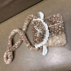 Hnewly Winter Fashion Faux Fur Crossbody Bags for Women Decor with Ear Leg Warmer Cartoon Shoulder Bag Ladies Pillow Handbags