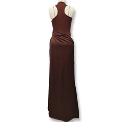 Hnewly Satin Sexy Hollow Out Women Maxi Dress Black Sleeveless High Waist Dress Female Autumn Skinny Elegant Party Clubwear