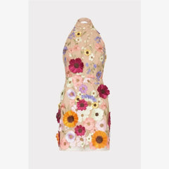 Lunivop Embroidered Floral Dress Slim Fit Dress for Women Short Ball Gown Style Casual Party Wear Spring Collection