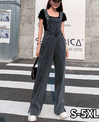 Hnewly Preppy Style Loose Denim Jumpsuits Women Chic Vintage Patchwork Streetwear Overalls BF Spring Designed Popular Ins Hot All-match
