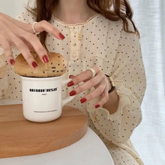 Hnewly Women Sweet Lace Cotton Long Sleeve Nightgowns Female Spring Autumn Loose Korean Style Home Girls Cute Top Pants Loungewear