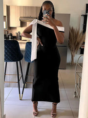 Hnewly Slash Neck Dress Women Y2K Chic Tassel Bandage Sleeveless Skinny Stretch Elegant 2025 Summer Trend Slim Maxi Bodycon