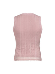 Hnewly Pink Sweet Slim Sleeveless V Neck Cute Y2K Lace Vest Top Women 2000s Kawaii Clothes