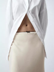Hnewly Women Satin Skirt High Waist Midi Skirt Stylish Long Skirts For Women Fashion Chic And Elegant Woman Skirt Streetwear