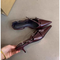 Hnewly Elegant Party Dress Shoes for Women Sandals Women's Pointed Toe Heels Designer Stripper Shoe Talon Low Heels Pumps Zapatos
