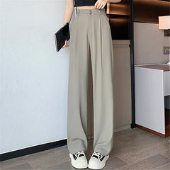 Hnewly Summer Women's Casual Pants Wide Leg Pants Elegant Office Lady New Solid Autumn High Waist Loose Trousers Female