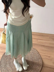 Hnewly Skirts Women Elegant Polka Dot Vintage Sweet Spring Summer New Temperament Long Skirt Female Chic Casual Fashion