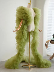 Hnewly Green Evening Gown Shawl High-end Handmade DIY Accessories Host Annual Meeting Accessories Photography Big Tail Fairy