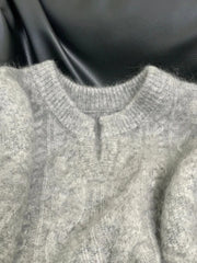 Hnewly Grey V Neck Knitted Sweaters Women Autumn Korean Loose Lazy Style Casual Jumpers Y2K Fashion Winter Warm Simple Pullovers Mujer