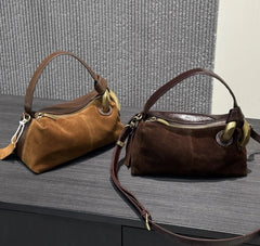Hnewly Fashion Shoulder Bag for Women Frosted Leather Boston Pillow Bag Versatile Casual Soft Leather Crossbody Handbag