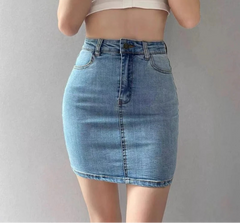 Hnewly Skirts Women America Vintage High Waist Stretchy Bodycon Slim A-line Mini Sexy Denim Jupe Fashion Harajuku Simple Casual Ladies
