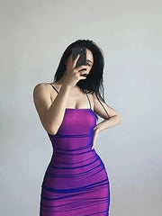 Hnewly Chic Stacked Mini Reflective Dress Women Sleeveless Show Chest Bodycon Vestidos Summer Party Slim Stretchy Elegant Sheath M888