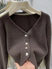 Hnewly New Women's Sweaters Fashion Loose All-match Knitwear Coats Spring Autumn Korean Lazy Style V-neck Single-breasted Top