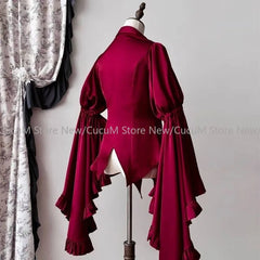 Hnewly Gothic Kawaii Girl Sweet Cute Lolita Lantern Sleeve Shirt Y2k Aesthetic Lace Patchwork Blouse Tops Women JK Loose Blouse Chic